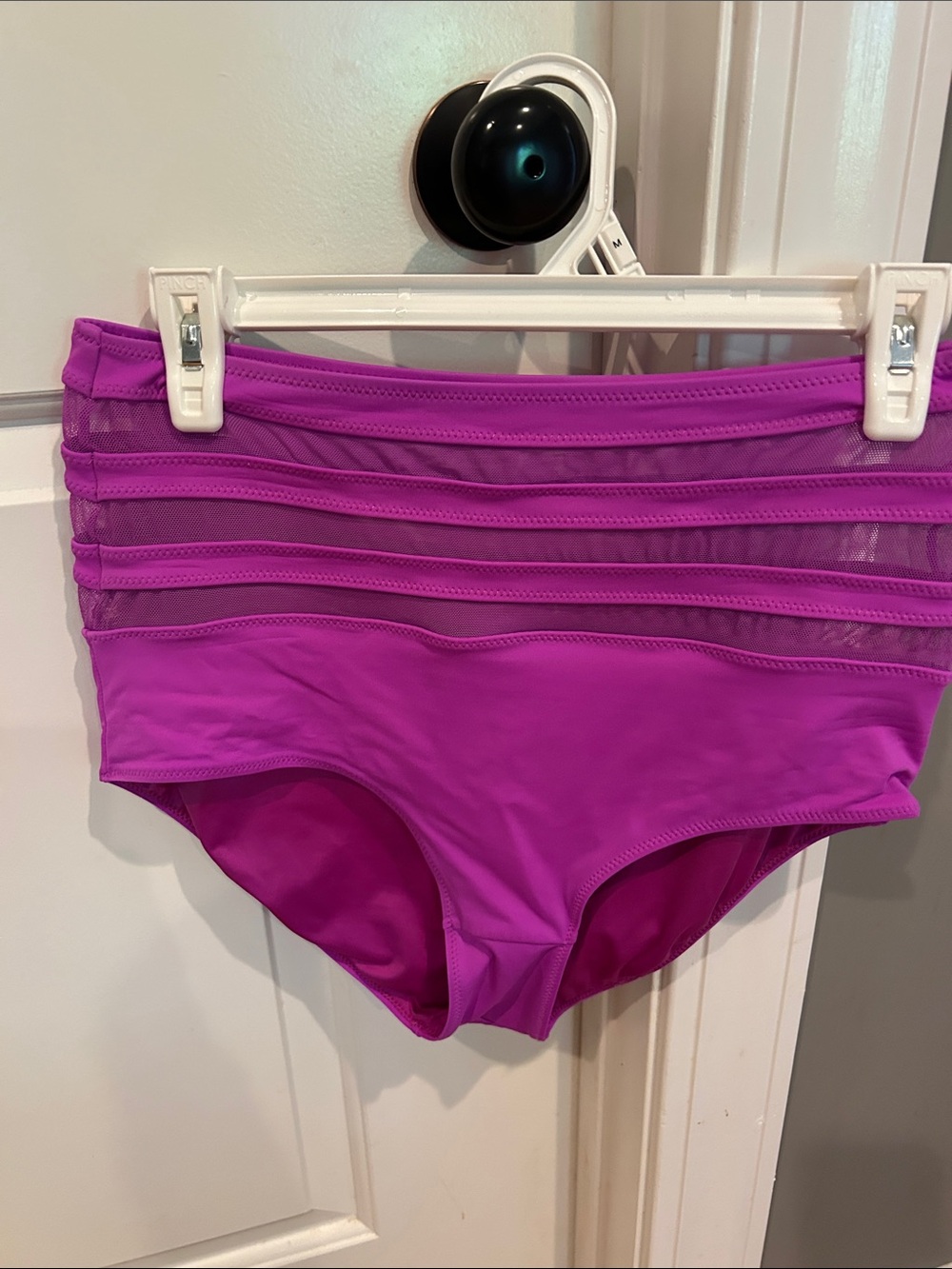 High-Waist Mesh Panel Kiava brand  Bikini Bottoms in vibrant purple